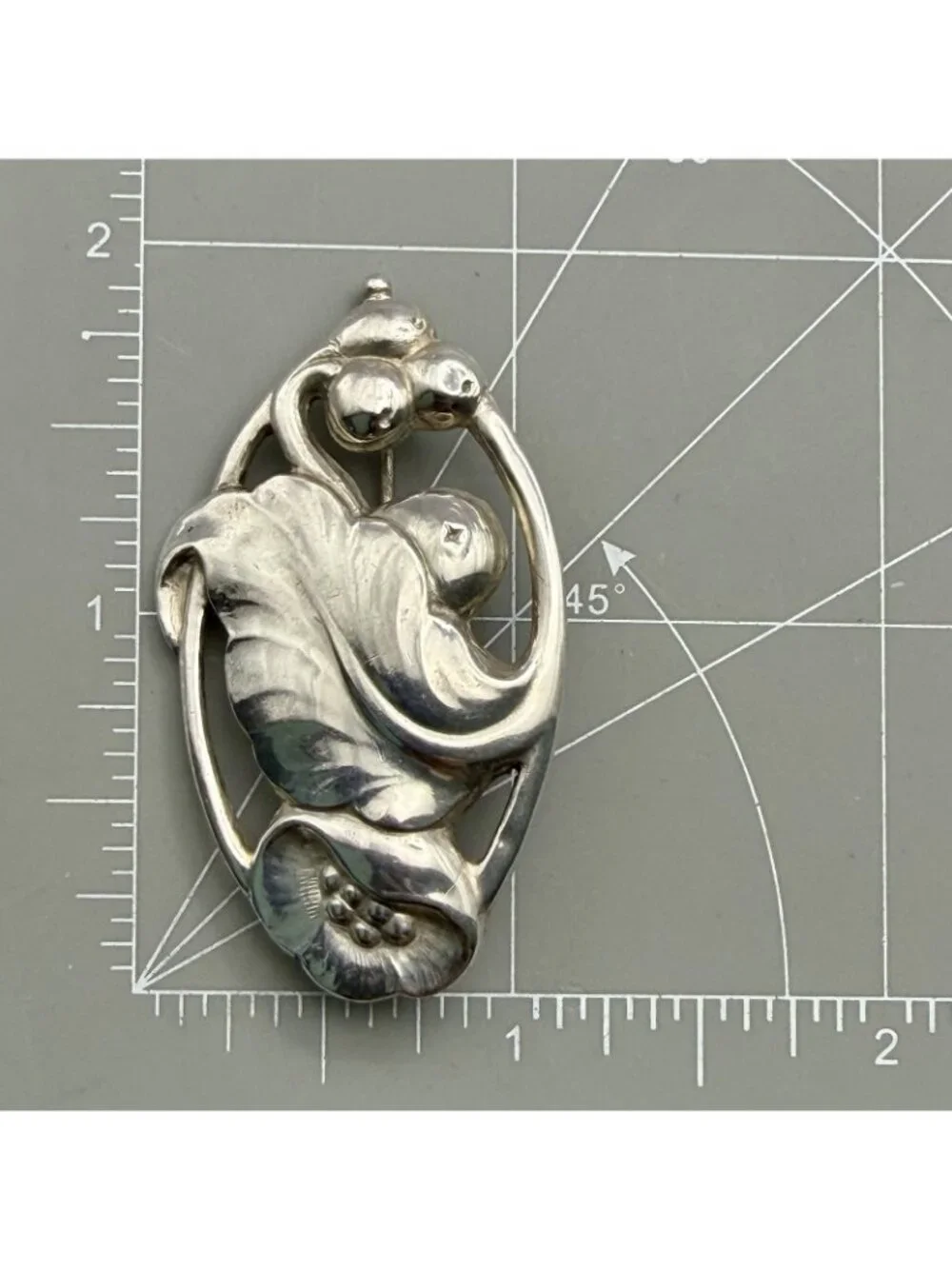 Evald Nielsen Grapes Brooch Skønvirke Denmark Sterling Silver Art Nouveau Pin
